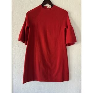 Moth Red Women's Knitted Crew Neck 3/4 Sleeve Pullover Sweater Dress Size XS